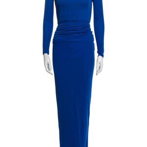 NICOLE BAKTI blue bateau neckline gown